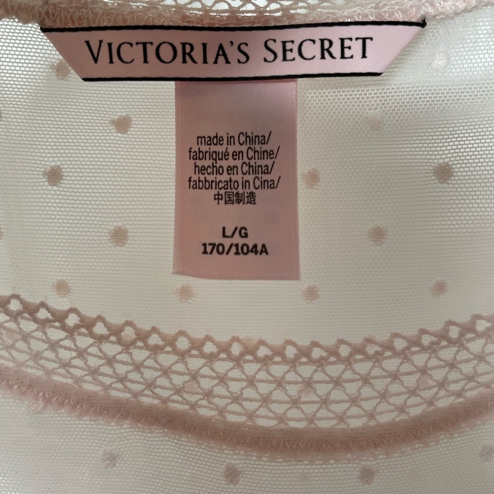 Victoria’s Secret short sleeve picot dot mesh top size Large- ballet pink - Picture 5 of 5